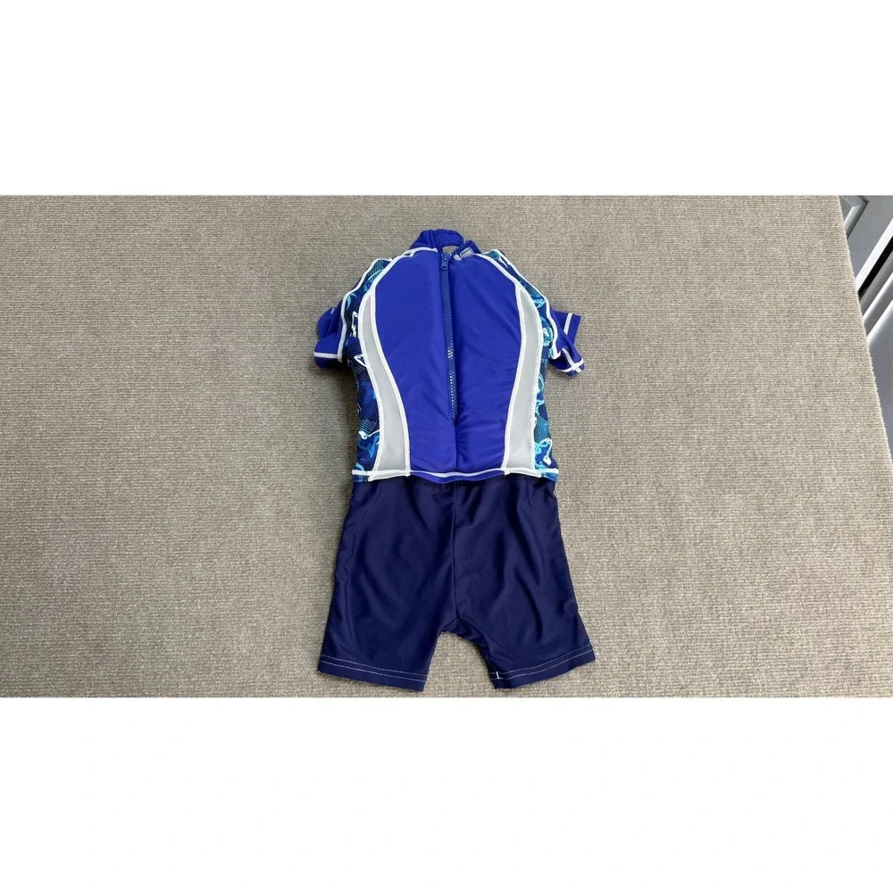 Speedo UV Sun Suit Kids‎ Small Blue Short Sleeve One Piece Rashguard Swimwear